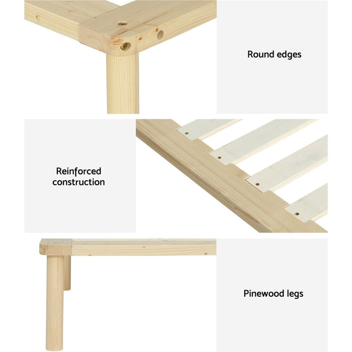 Artiss Bed Frame King Single Size Wooden Base Mattress Platform Timber Pine AMBA - Amazingooh Wholesale