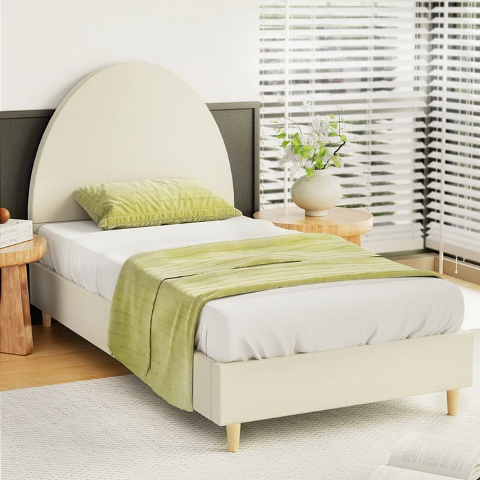 Artiss Bed Frame Single Size Velvet Cream ELLA - Amazingooh Wholesale