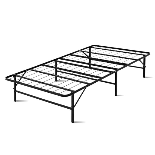 Artiss Folding Bed Frame Metal Bed Base King Single Size Portable Black - Amazingooh Wholesale