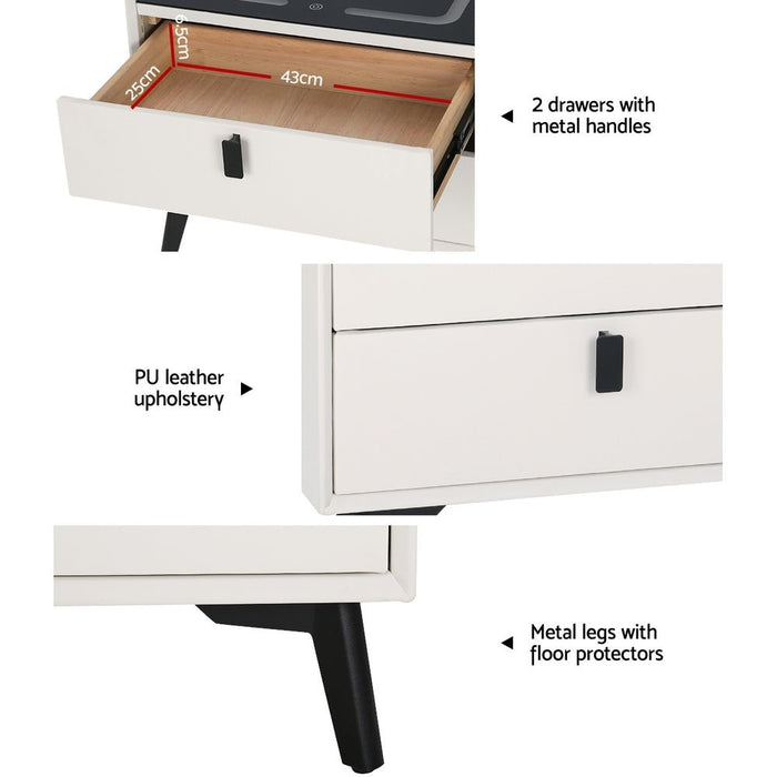 Artiss Smart Bedside Table 2 Drawers with Wireless Charging Ports LED White AIKA - Amazingooh Wholesale