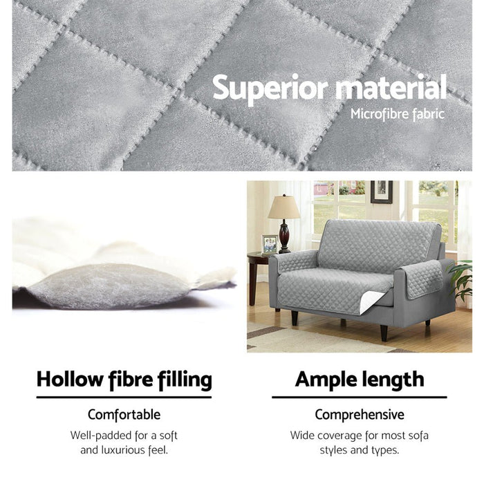 Artiss Sofa Cover Quilted Couch Covers Lounge Protector Slipcovers 3 Seater Grey - Amazingooh Wholesale