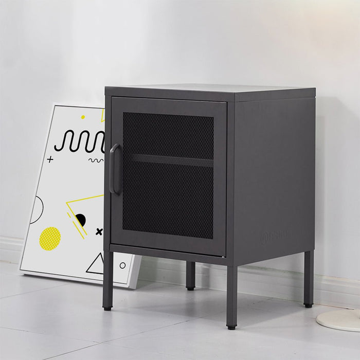 ArtissIn Mini Mesh Door Storage Cabinet Organizer Bedside Table Black - Amazingooh Wholesale