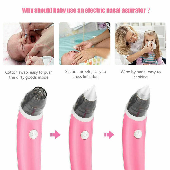 Baby Nasal Aspirator Electric Safe Hygienic Nose Cleaner Snot Sucker For baby (Red) - amazingooh