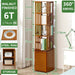 Bamboo 6 Tiers Open Bookcase with Door, Spinning Bookshelf Display Rack for Home - Amazingooh Wholesale