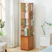 Bamboo 6 Tiers Open Bookcase with Door, Spinning Bookshelf Display Rack for Home - Amazingooh Wholesale