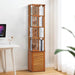 Bamboo 6 Tiers Open Bookcase with Door, Spinning Bookshelf Display Rack for Home - Amazingooh Wholesale