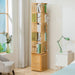 Bamboo 7 Tiers Open Bookcase with Door, Spinning Bookshelf Display Rack for Home - Amazingooh Wholesale