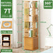 Bamboo 7 Tiers Open Bookcase with Door, Spinning Bookshelf Display Rack for Home - Amazingooh Wholesale