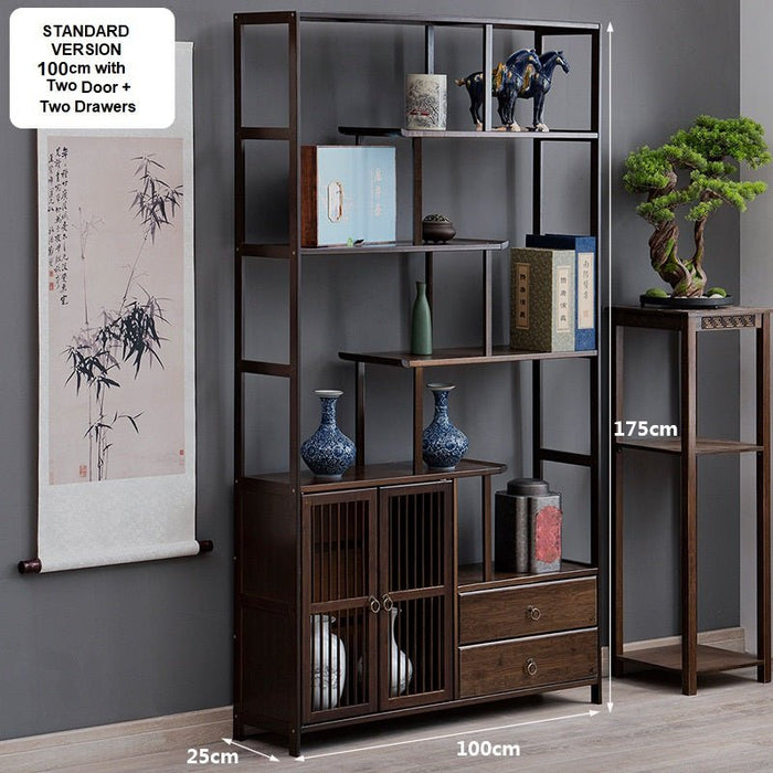 Bamboo Antique Style Cabinet Book Shelf Storage Choice Elegant - Amazingooh Wholesale