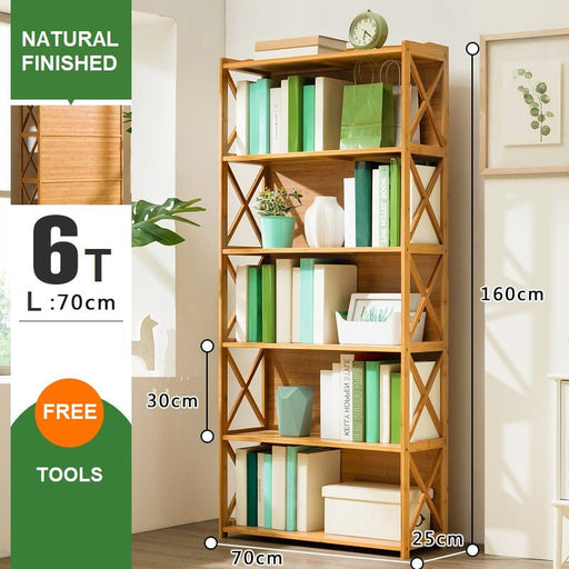 Bamboo Bookshelf Storage Rack Shelf Stand Bookcase Holder Display Drawers - Amazingooh Wholesale