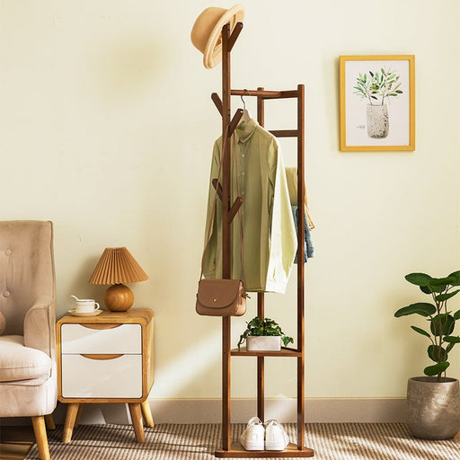 Bamboo Clothes Coat Rack Garment Stand Shelf Tree Hanger Bag Hat Hook Holder - Amazingooh Wholesale