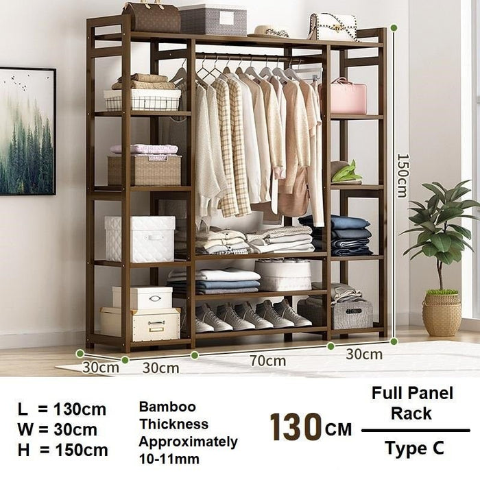 Bamboo Clothes Rack Garment Closet Storage Organizer Hanging Rail Shelf  Dress room - Amazingooh Wholesale