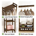 Bamboo Clothes Rack Garment Closet Storage Organizer Hanging Rail Shelf Dress room - amazingooh