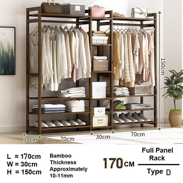 Bamboo Clothes Rack Garment Closet Storage Organizer Hanging Rail Shelf Dress room Amazingooh Wholesale