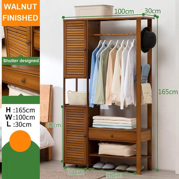 Bamboo Clothes Rack Garment Closet Storage Organizer Hanging Rail Shelf Dress room Drawer - Amazingooh Wholesale