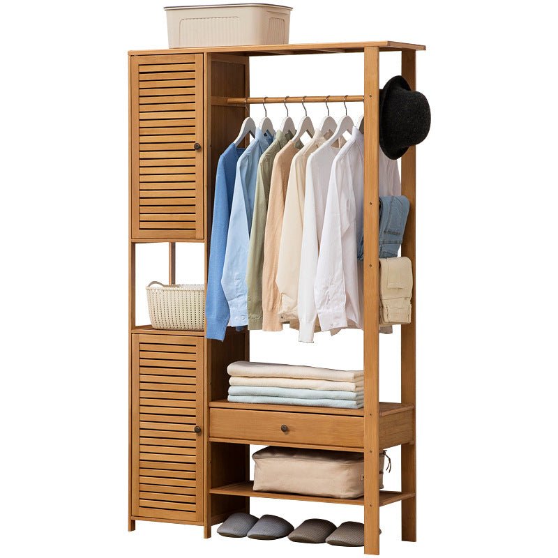 Bamboo Clothes Rack Garment Closet Storage Organizer Hanging Rail Shelf Dress room Drawer - Amazingooh Wholesale