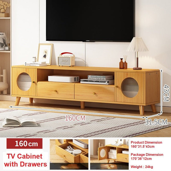 Bamboo European Style TV Cabinet Entertainment Unit Stand With Bamboo Storage Drawers - Amazingooh Wholesale