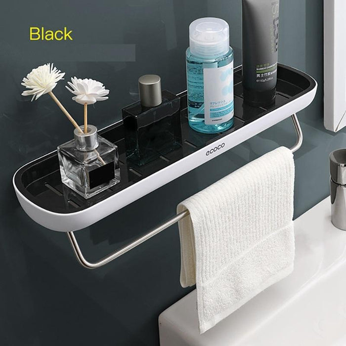 Bathroom Shelves Organizer Wall Mount Home Towel shelf Shampoo Rack With Towel Bar Storage Rack Bathroom Accessories - amazingooh