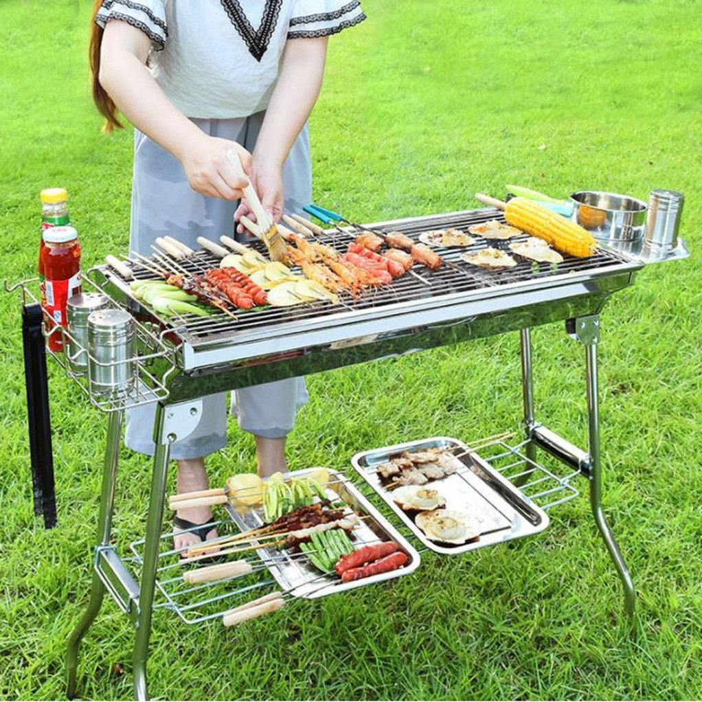 BBQ Grill Barbecue Set Charcoal Kabob Stove Portable Foldable Camping