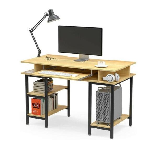 Book Storage Computer Table Desk Student Study Home Office Workstation with Bookshelf - amazingooh