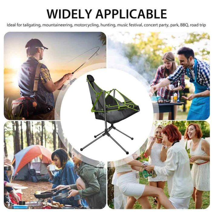 Camping Chair Foldable Swing Luxury Recliner Relaxation Swinging Comfort Lean Back Outdoor Folding Chair Outdoor Freestyle Portable Folding Rocking Chair - amazingooh