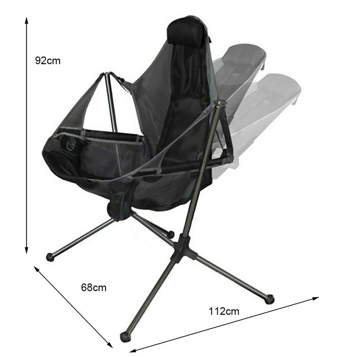 Camping Chair Foldable Swing Luxury Recliner Relaxation Swinging Comfort Lean Back Outdoor Folding Chair Outdoor Freestyle Portable Folding Rocking Chair - amazingooh