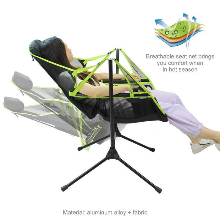 Camping Chair Foldable Swing Luxury Recliner Relaxation Swinging Comfort Lean Back Outdoor Folding Chair Outdoor Freestyle Portable Folding Rocking Chair - amazingooh