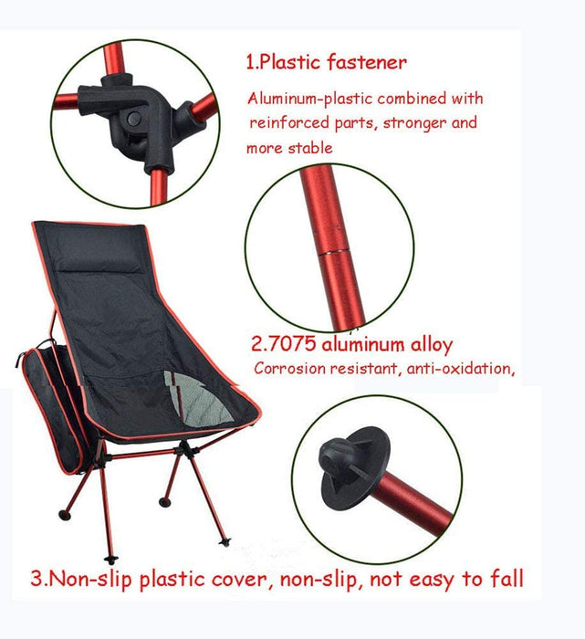 Camping Chair Folding High Back Backpacking Chair with Headrest, Lightweight Portable Compact for Outdoor Camp, Travel, Beach, Picnic, Festival - Amazingooh