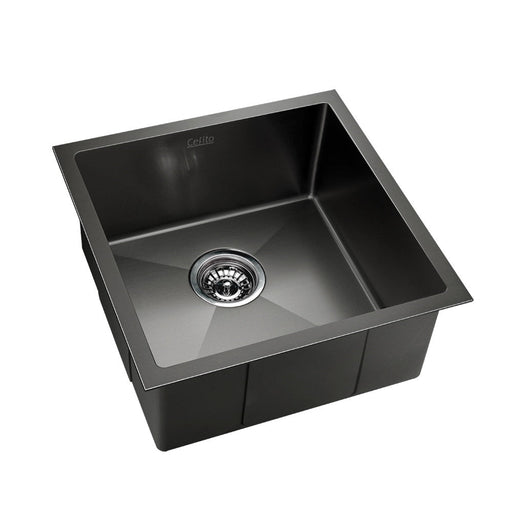 Cefito 51cm x 45cm Stainless Steel Kitchen Sink Under/Top/Flush Mount Black - Amazingooh Wholesale