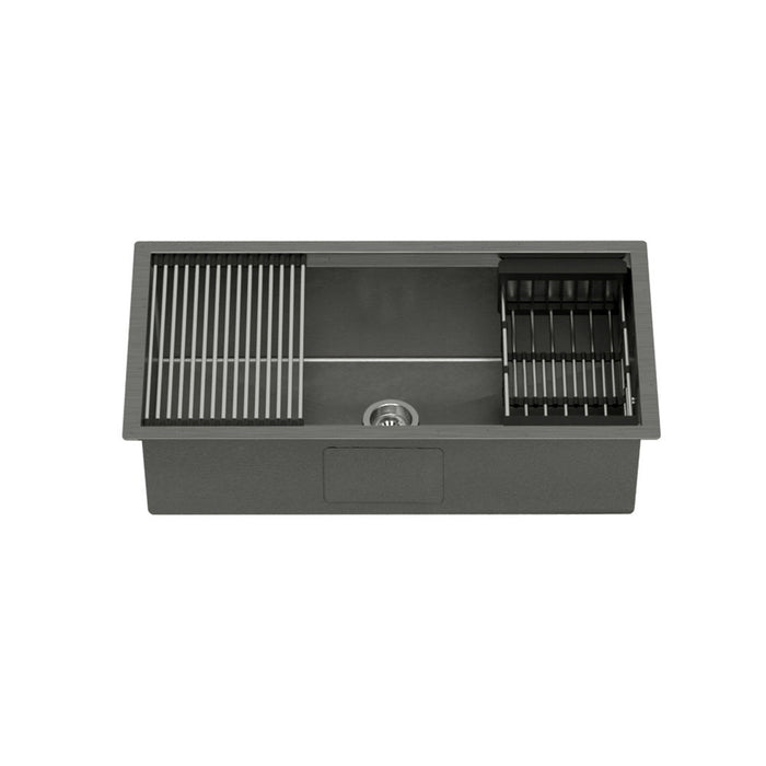 Cefito Kitchen Sink Stainless Steel 81X45CM Single Bowel with Drying Rack Black - Amazingooh Wholesale
