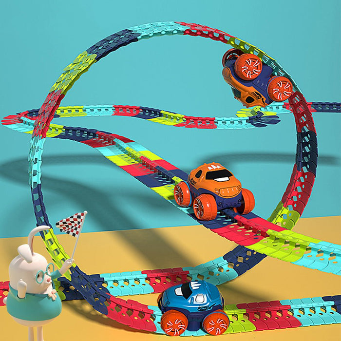 Changeable Track In The Dark Track with LED Light-Up Race Car Flexible Track Toy - amazingooh