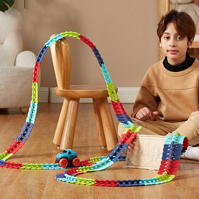 Changeable Track In The Dark Track with LED Light-Up Race Car Flexible Track Toy - amazingooh