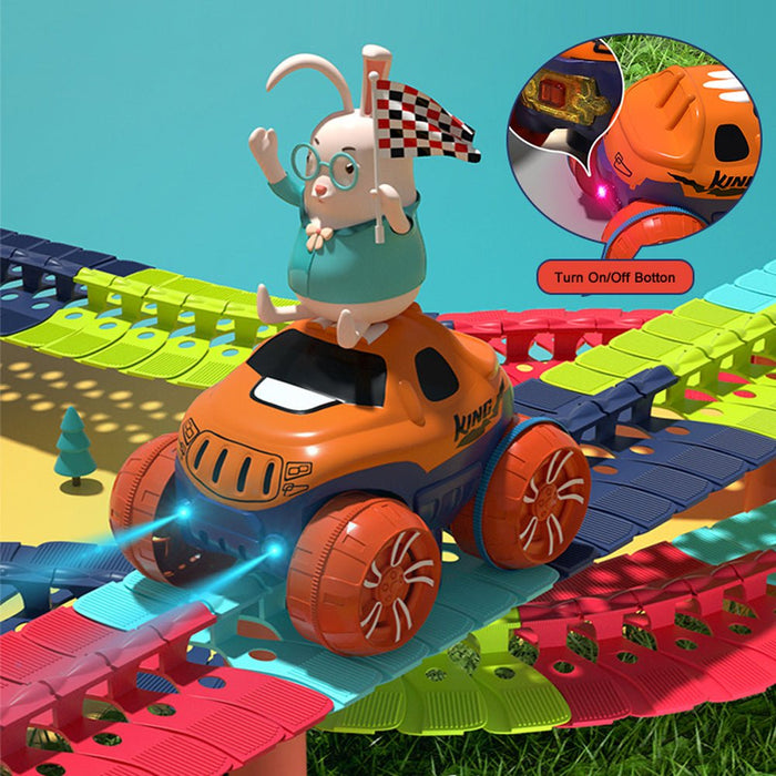 Changeable Track In The Dark Track with LED Light-Up Race Car Flexible Track Toy - amazingooh