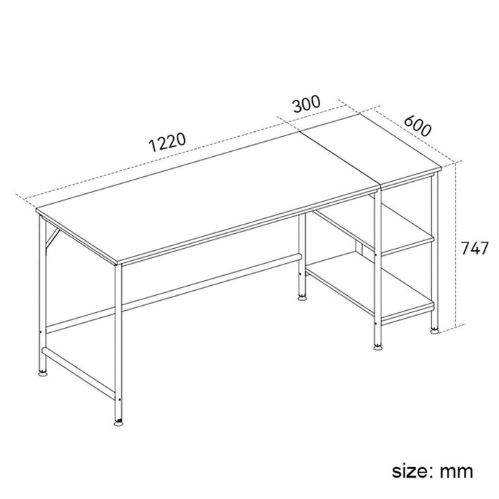 Computer Table Desk Book Storage Student Study Home Office Workstation Vintage Oak Finish - amazingooh