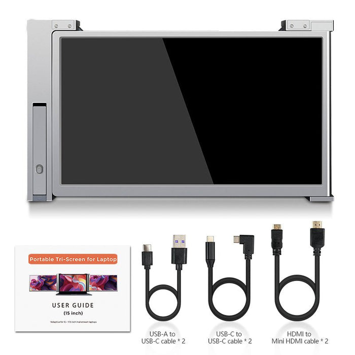 Dual Portable Triple Fold 1080P IPS FHD Monitor Screen Extender For Laptop - amazingooh