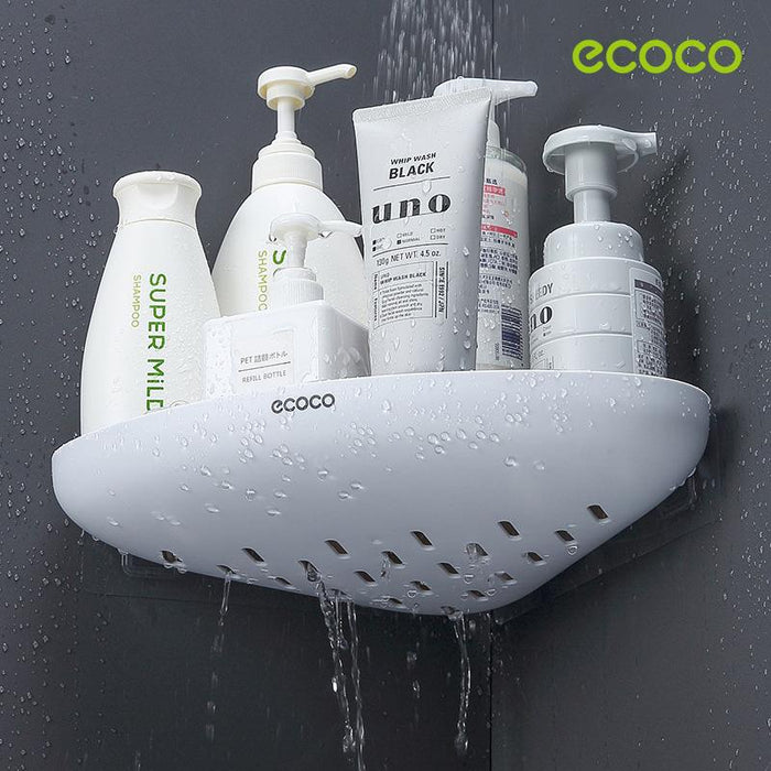 Ecoco Bathroom Corner Shower Shelf Corner Shower Caddy Shower Storage Organizer Wall Mounted for Bathroom, Kitchen, Toilet - amazingooh