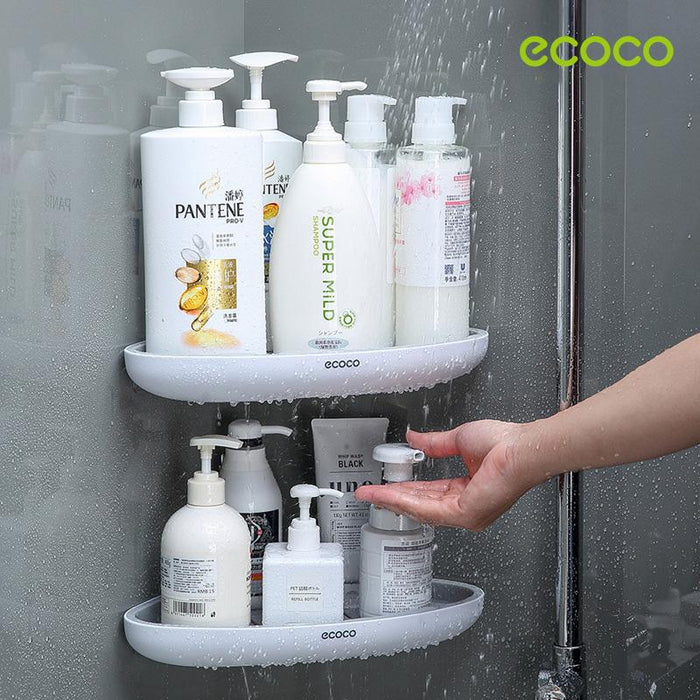 Ecoco Bathroom Corner Shower Shelf Corner Shower Caddy Shower Storage Organizer Wall Mounted for Bathroom, Kitchen, Toilet - amazingooh