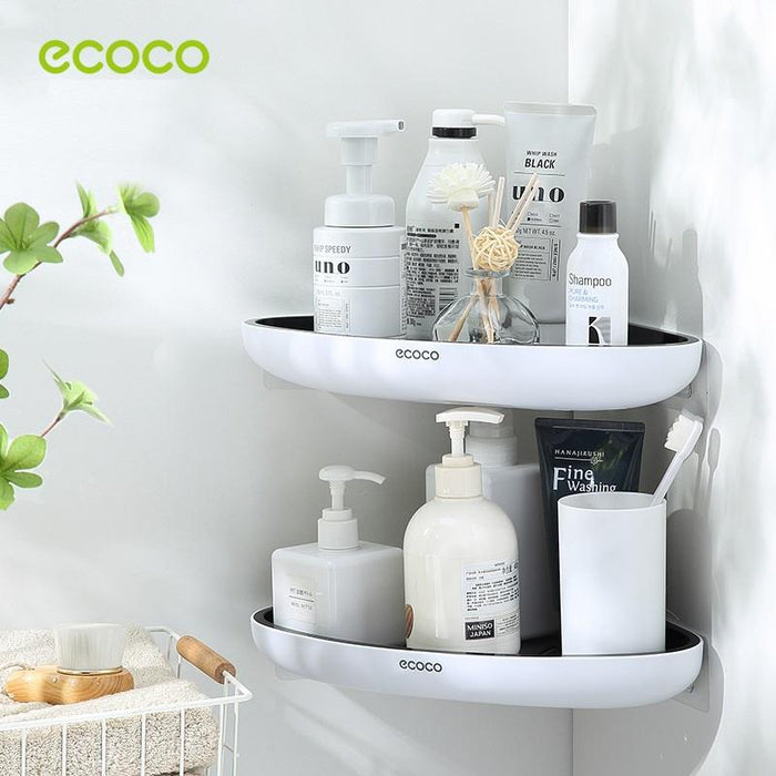 Ecoco Bathroom Corner Shower Shelf Corner Shower Caddy Shower Storage Organizer Wall Mounted for Bathroom, Kitchen, Toilet - amazingooh