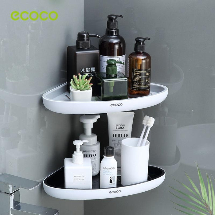 Ecoco Bathroom Corner Shower Shelf Corner Shower Caddy Shower Storage Organizer Wall Mounted for Bathroom, Kitchen, Toilet - amazingooh