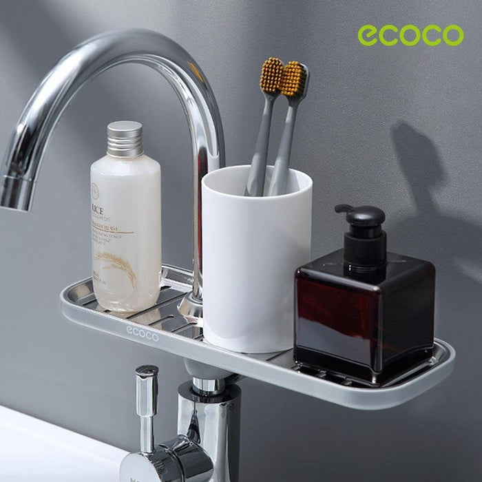 Ecoco Dish Brush Holder, Sink Caddy Sponge Holder, Soap Organizer, Faucet Storage Rack, Shower Tray, Stainless Steel Drainer Shelf, Home Kitchen Bathroomm Use - amazingooh