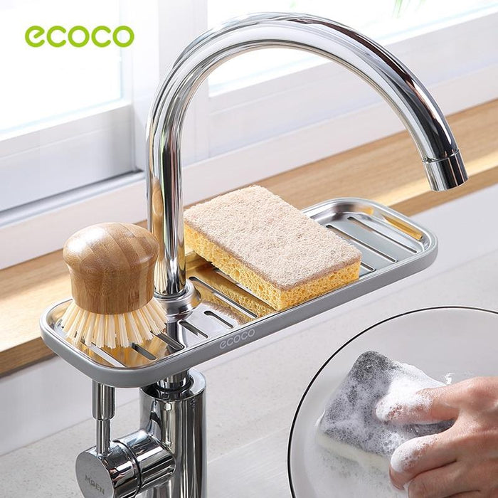 Ecoco Dish Brush Holder, Sink Caddy Sponge Holder, Soap Organizer, Faucet Storage Rack, Shower Tray, Stainless Steel Drainer Shelf, Home Kitchen Bathroomm Use - amazingooh