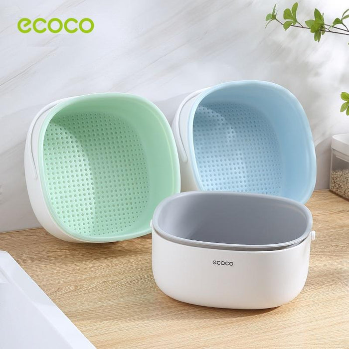 Ecoco Kitchen Strainer Colander Bowl Sets, 2-in-1 Multifunction Large Plastic Washing Bowl and Strainer, Space-Saver, for Fruits Vegetable Cleaning Washing Mixing Basket - amazingooh