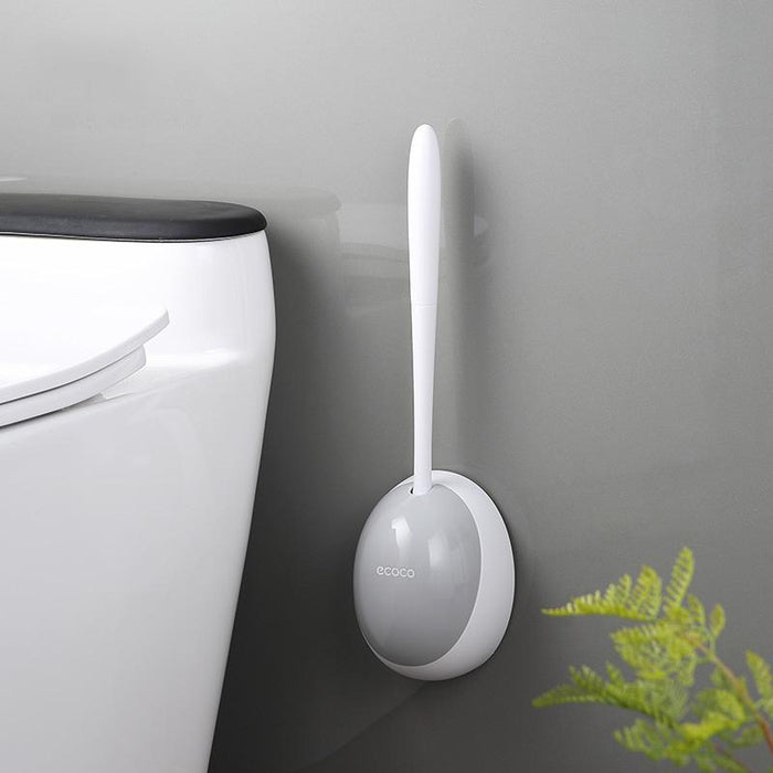 Ecoco Silicone Water Drop Toilet Brush Holder Set Wall-Mounted Cleaning Brush Tool