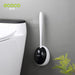 Ecoco Toilet Brush Wall Mounted Auto Close Holder Set Silicone Soft Bristle W/ Base Draining Water Tool Upgrade Version - amazingooh