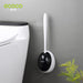 Ecoco Toilet Brush Wall Mounted Auto Close Holder Set Silicone Soft Bristle W/ Base Draining Water Tool Upgrade Version - amazingooh