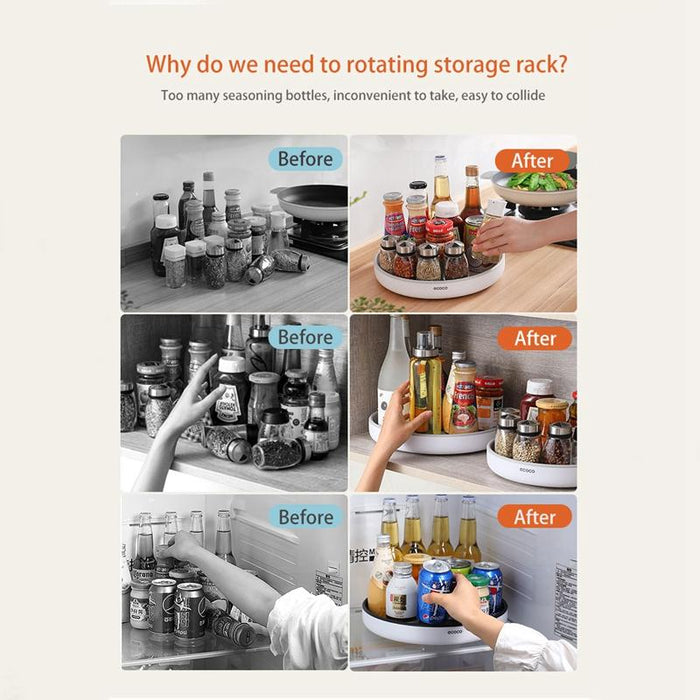 Ecoco Turntable Rotating Storage Organizer, Non-Skid Fridge Spice Racks for Can & Seasoning Cosmetics - amazingooh