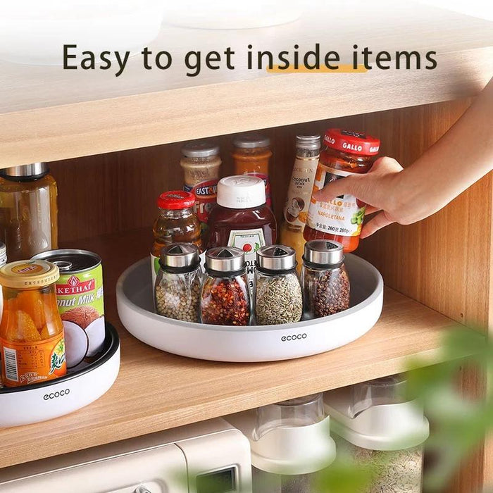 Ecoco Turntable Rotating Storage Organizer, Non-Skid Fridge Spice Racks for Can & Seasoning Cosmetics - amazingooh