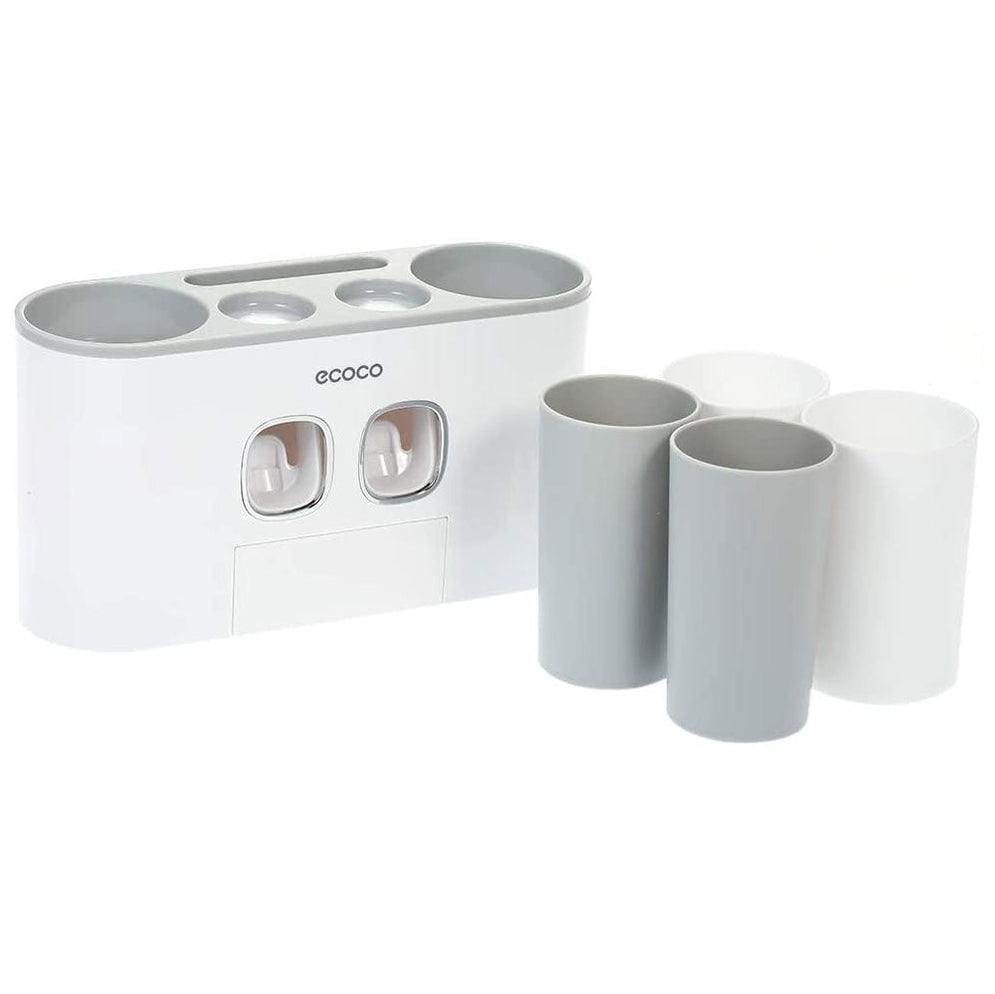 Ecoco Wall-Mounted Toothbrush Holder with 2 Toothpaste Dispensers 4 ...
