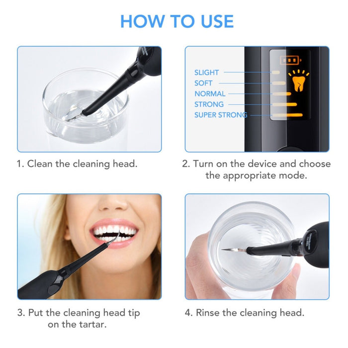 Electric Ultrasonic Dental Tartar Plaque Calculus Tooth Remover Set Kits Cleaner with LED Screen - Amazingooh