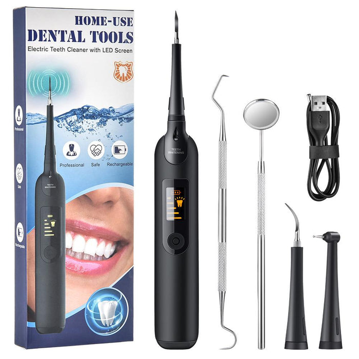 Electric Ultrasonic Dental Tartar Plaque Calculus Tooth Remover Set Kits Cleaner with LED Screen - Amazingooh